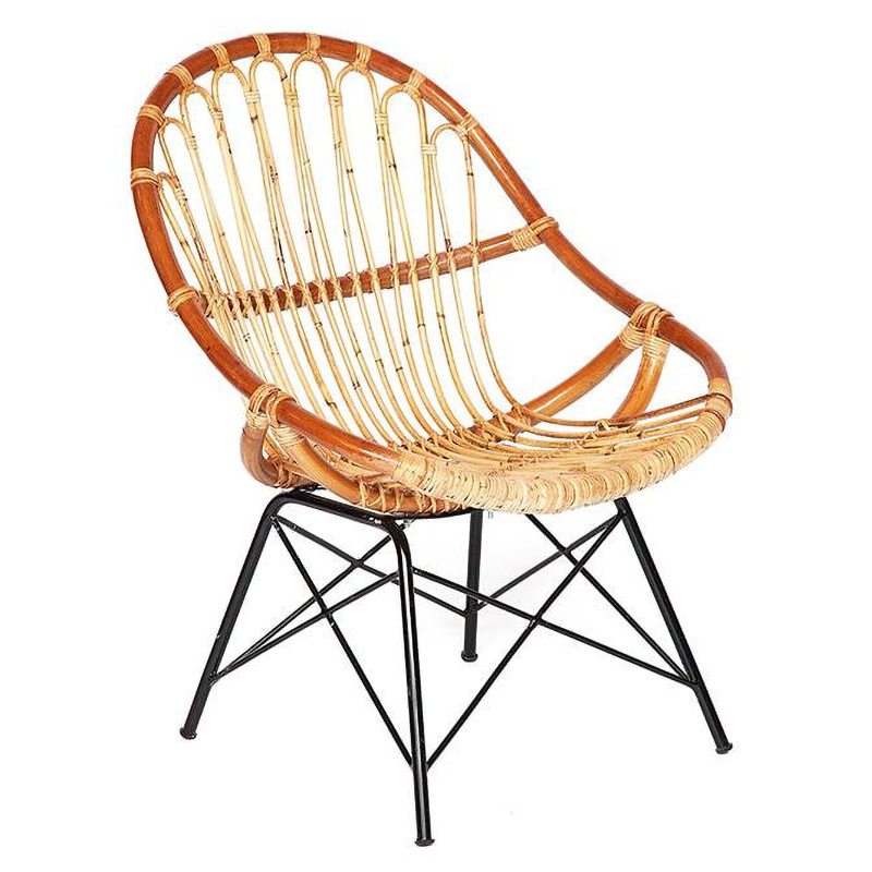 Кресло Rattan Wicker Chair Red Carcass Древесина Черный Кресло Rattan Wicker Chair Red Carcass Древесина Черный в Брянске | Loft Concept