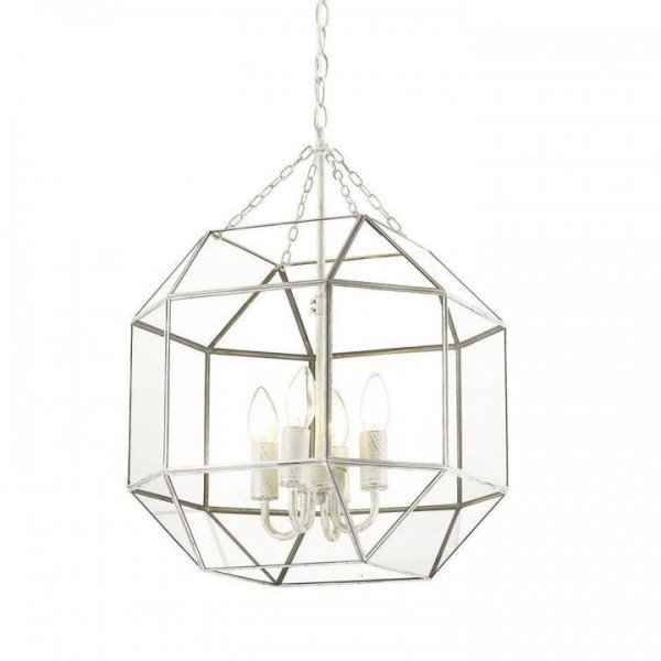 Подвесной светильник Glass & Metal Cage Pendant White 4 Белый Подвесной светильник Glass & Metal Cage Pendant White 4 Белый в Брянске | Loft Concept