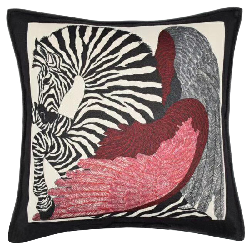 Декоративная подушка Hermes Zebra 25 Черно-белый Красный Декоративная подушка Hermes Zebra 25 Черно-белый Красный в Брянске | Loft Concept