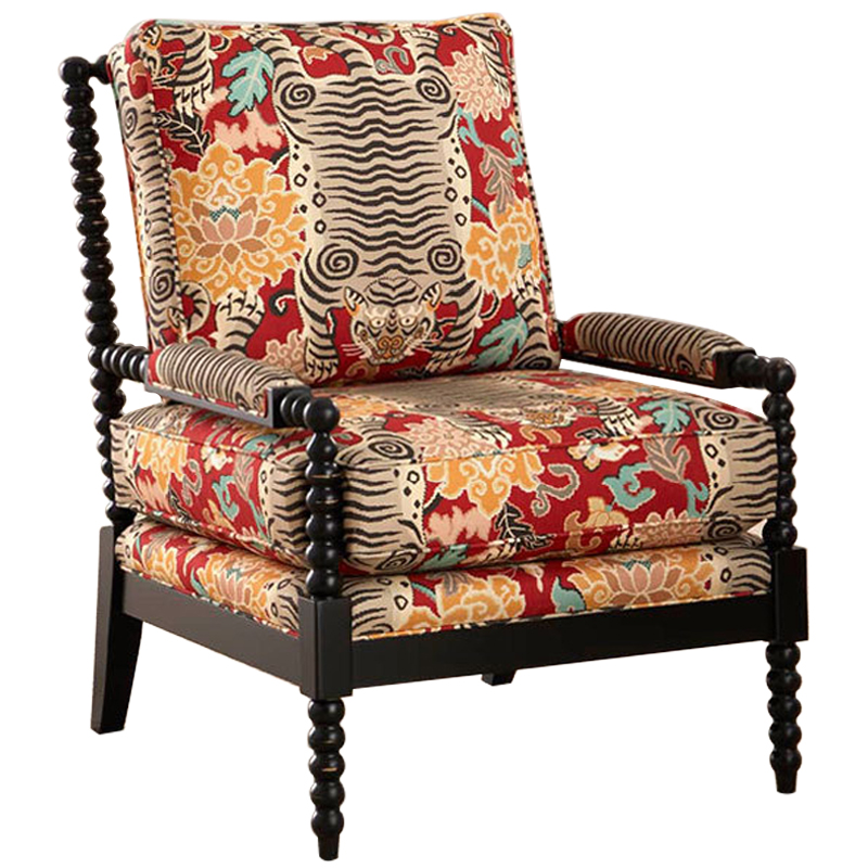 Кресло Tibetan Tiger Armchair Красный Бежевый Бирюзовый Черный Кресло Tibetan Tiger Armchair Красный Бежевый Бирюзовый Черный в Брянске | Loft Concept
