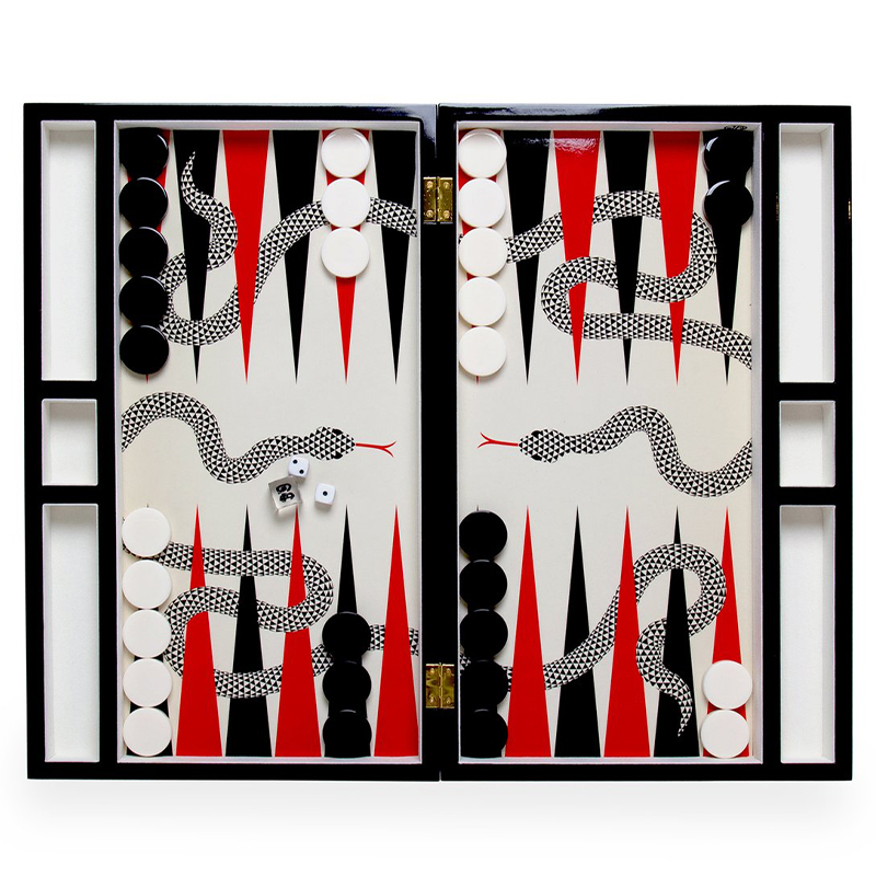 Нарды  EDEN BACKGAMMON SET Jonathan Adler Красный Черный ivory ( слоновая кость ) в Брянске | Loft Concept 