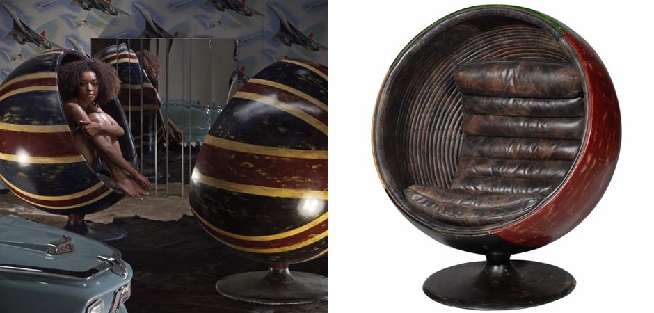 Кресло шар Pod Chair Union Jack & Brown Leather Кресло шар Pod Chair Union Jack & Brown Leather - Loft-Concept в Брянске