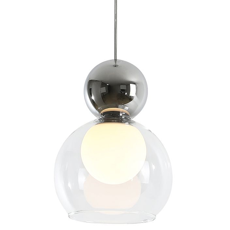 Подвесной светильник с двойным плафоном Flasky Chrome Sphere Хром Прозрачный в Брянске | Loft Concept 