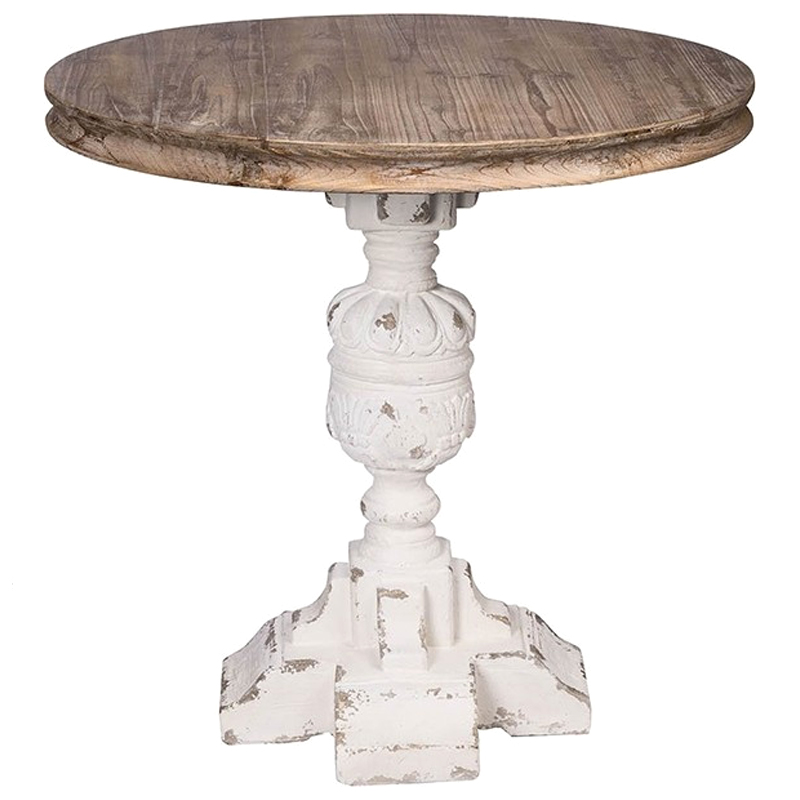 Круглый обеденный стол Aged Wood Коричневый Белый Круглый обеденный стол Aged Wood Коричневый Белый в Брянске | Loft Concept