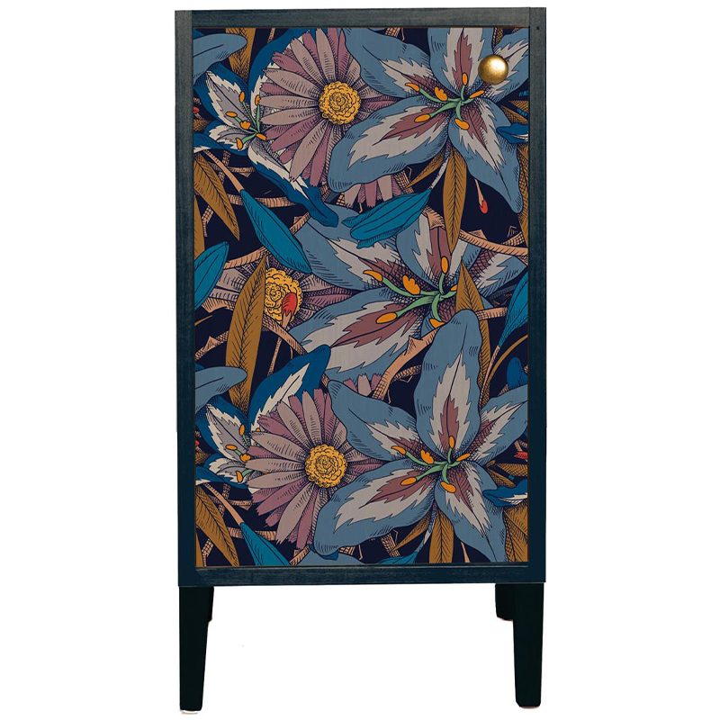 Шкаф с цветочным изображением Blue Floral Print Cabinet Синий Мульти Шкаф с цветочным изображением Blue Floral Print Cabinet Синий Мульти в Брянске | Loft Concept