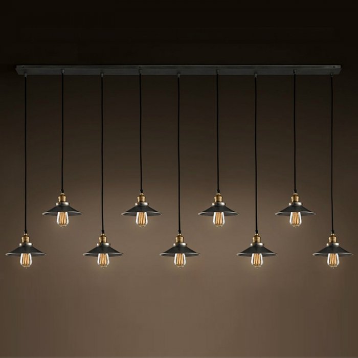 Потолочный светильник Loft Cone Pendant Line 9 Черный матовый Потолочный светильник Loft Cone Pendant Line 9 Черный матовый в Брянске | Loft Concept