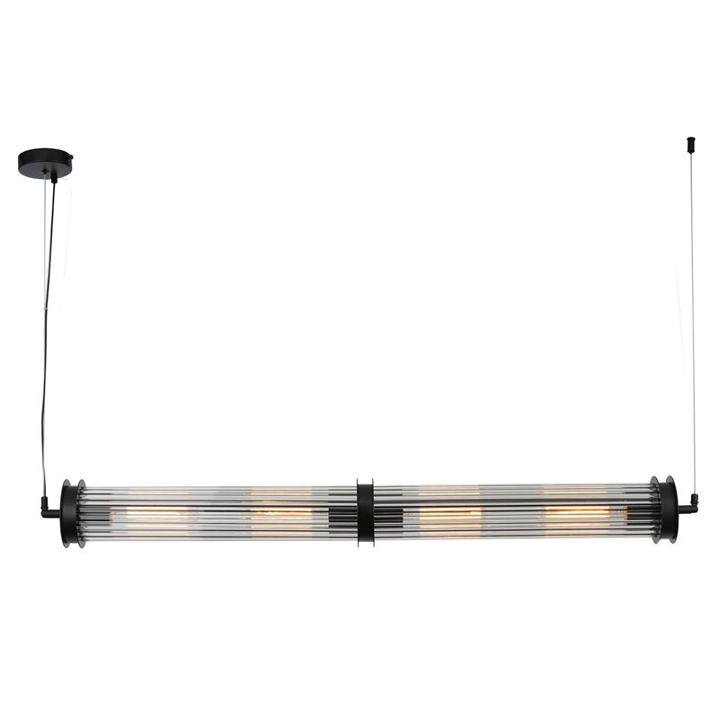 Люстра с рифленым плафоном Glass Tube Black Черный Прозрачный Люстра с рифленым плафоном Glass Tube Black Черный Прозрачный в Брянске | Loft Concept