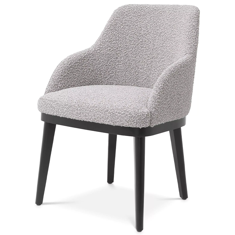 Стул Eichholtz Dining Chair Costa Boucle Grey Серый Черный Стул Eichholtz Dining Chair Costa Boucle Grey Серый Черный в Брянске | Loft Concept