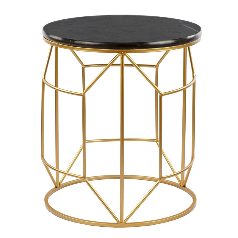 Приставной столик Decorative Table чёрный мрамор Золотой Черный Мрамор Nero в Брянске | Loft Concept 
