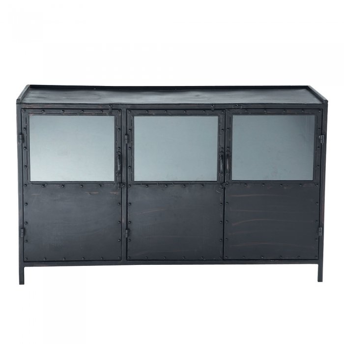Буфет в стиле Лофт черный Industrial Vitre Big Buffet Черный Буфет в стиле Лофт черный Industrial Vitre Big Buffet Черный в Брянске | Loft Concept