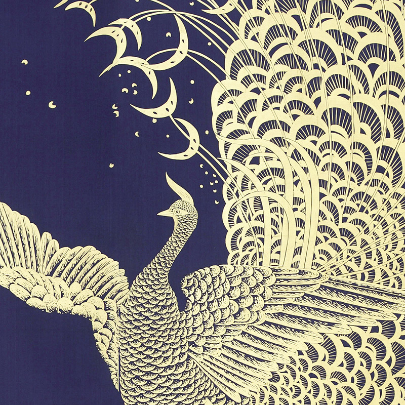 Обои ручная роспись в стиле Арт-деко Whistler Peacocks Colourway SC-100 on Empire Blue dyed silk Обои ручная роспись в стиле Арт-деко Whistler Peacocks Colourway SC-100 on Empire Blue dyed silk в Брянске | Loft Concept