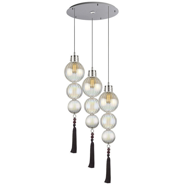 Люстра Heathfield Lighting - Medina Circle 3 Chandelier Хром Латунь Прозрачный Коричневый Голубой в Брянске | Loft Concept 