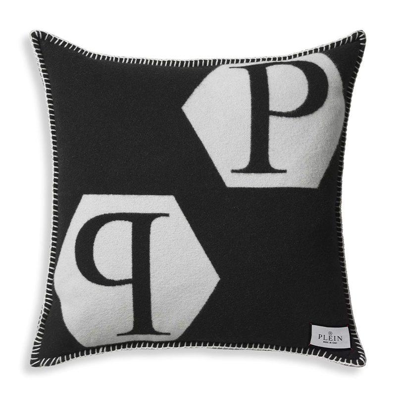 Подушка Philipp Plein Cushion Cashmere Black Черно-белый в Брянске | Loft Concept 