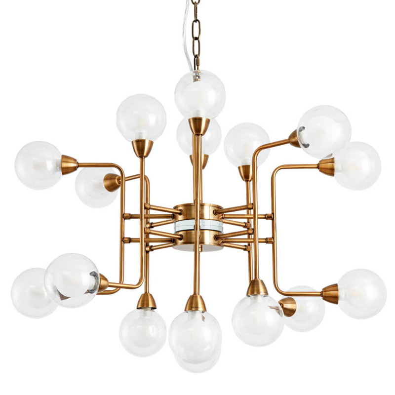 Люстра Bistro Globe Milk Chandelier 16 Прозрачный белый Латунь Люстра Bistro Globe Milk Chandelier 16 Прозрачный белый Латунь в Брянске | Loft Concept