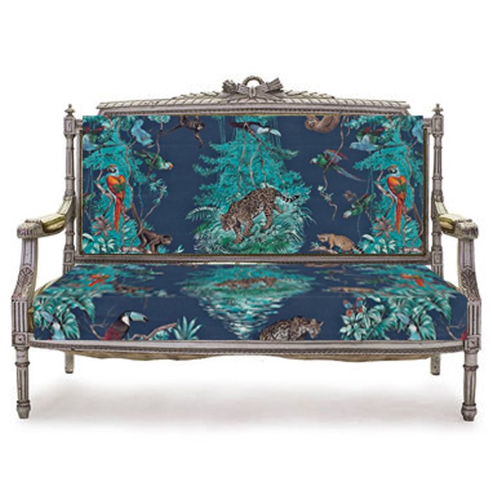 Антикварный Диван Canape в обивке Hermes Equateur imprime Синий Антикварный Диван Canape в обивке Hermes Equateur imprime Синий в Брянске | Loft Concept