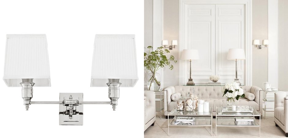 Бра Wall Lamp Lexington Double Nickel+White Бра Wall Lamp Lexington Double Nickel+White - Loft-Concept в Брянске