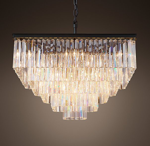 Люстра RH 1920s Odeon Clear Glass Fringe Chandelier - 5 square Черный Люстра RH 1920s Odeon Clear Glass Fringe Chandelier - 5 square Черный в Брянске | Loft Concept