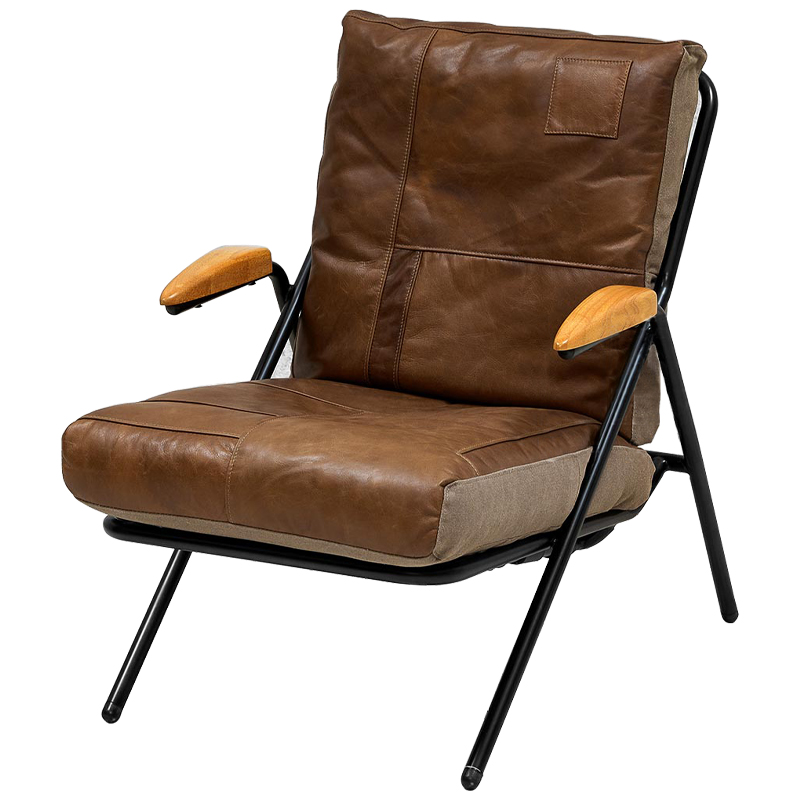 Дизайнерское кожаное кресло в стиле Лофт Bronwyn Leather Armchair Коричневый Черный Древесина Дизайнерское кожаное кресло в стиле Лофт Bronwyn Leather Armchair Коричневый Черный Древесина в Брянске | Loft Concept