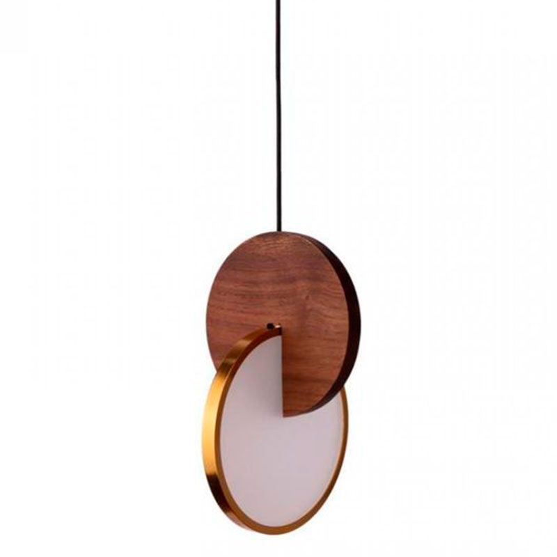 Подвесной светильник Eclipse Pendant Light Wood Золотой Белый Дерево Табак в Брянске | Loft Concept 