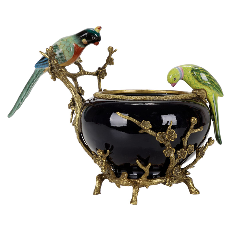 Чаша фарфоровая черная гнездо попугая Parrot Золотой Черный Чаша фарфоровая черная гнездо попугая Parrot Золотой Черный в Брянске | Loft Concept