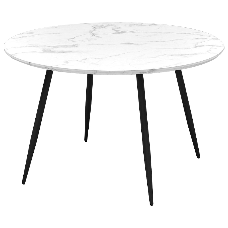 Стол круглый Calvert Table белая столешница с рисунком под мрамор Белый Черный Стол круглый Calvert Table белая столешница с рисунком под мрамор Белый Черный в Брянске | Loft Concept