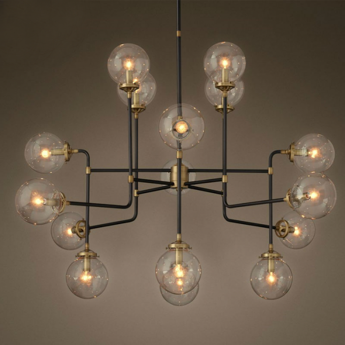Люстра Bistro Globe Clear Glass Chandelier 16 Черный Люстра Bistro Globe Clear Glass Chandelier 16 Черный в Брянске | Loft Concept