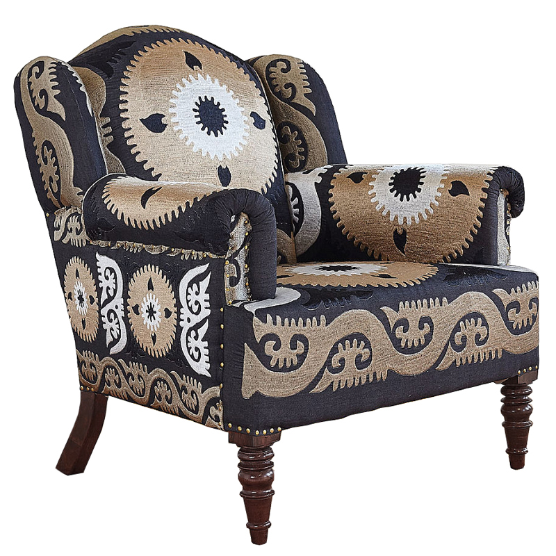 Armchair Mandala Beige Ornament Бежевый Черный в Брянске | Loft Concept 