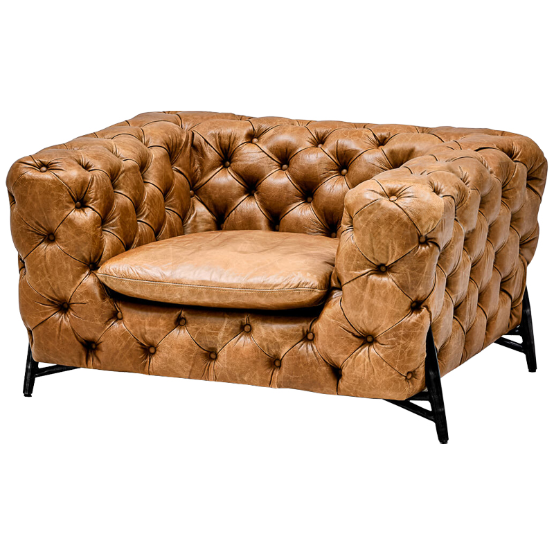 Кресло Hendrica Capitone Chair Карамель Черный Кресло Hendrica Capitone Chair Карамель Черный в Брянске | Loft Concept
