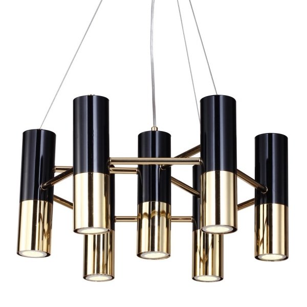 Люстра Ike Chandelier 7 Черный Глянцевое золото Люстра Ike Chandelier 7 Черный Глянцевое золото в Брянске | Loft Concept
