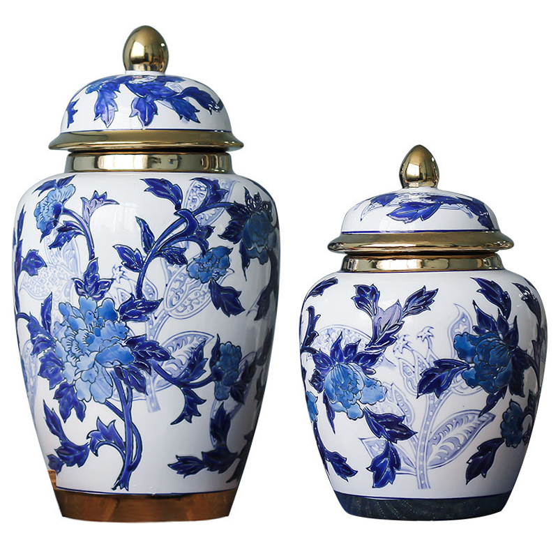 Вазы Porcelain Oriental Blue Ornament Vases Синий Белый Золотой в Брянске | Loft Concept 