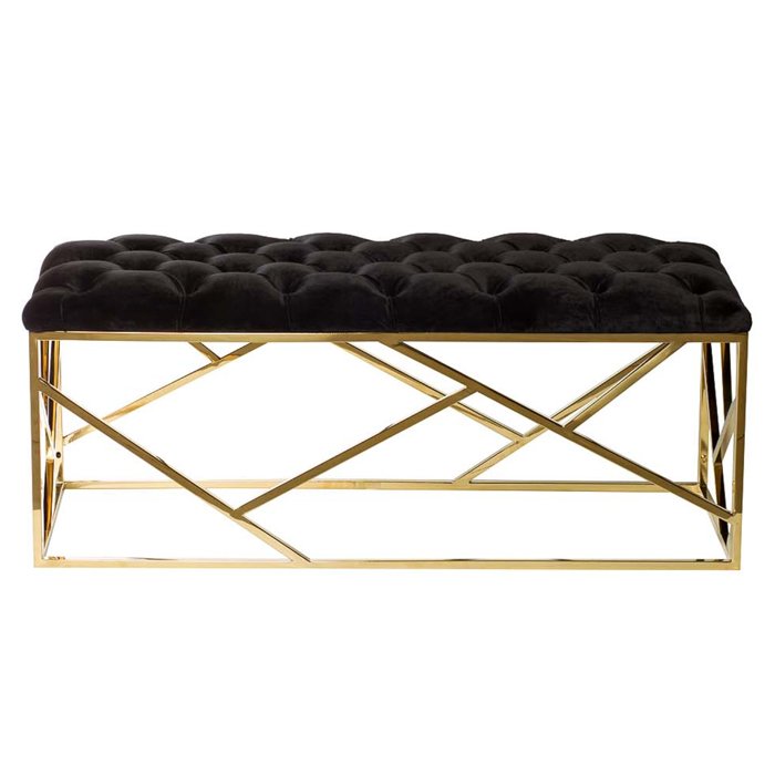 Банкетка Serene Furnishing Gold Top Черный Золотой Банкетка Serene Furnishing Gold Top Черный Золотой в Брянске | Loft Concept