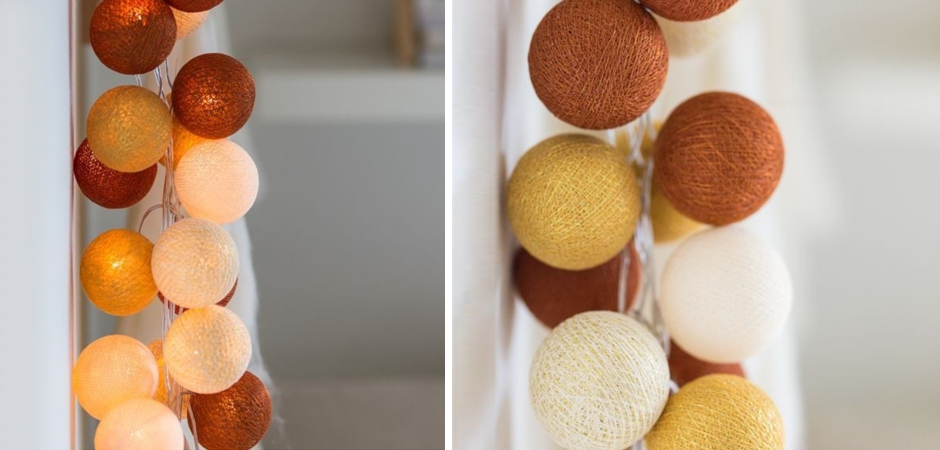 Гирлянда хлопковые фонарики Сotton Ball Gold-Copper - Loft-Concept в Брянске