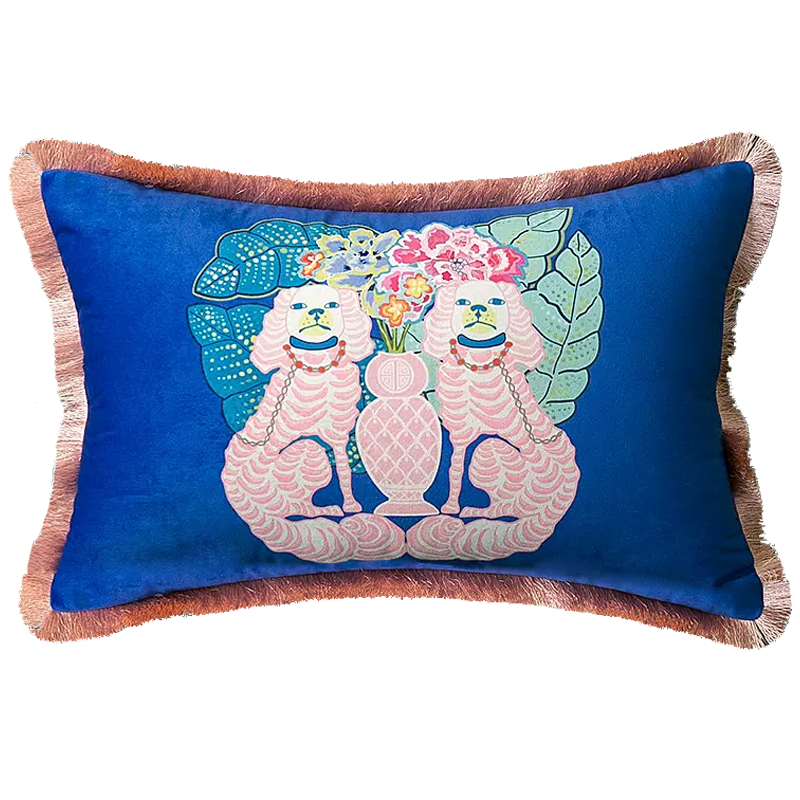 Декоративная подушка Two Dogs on Blue Long Cushion Синий Мульти Декоративная подушка Two Dogs on Blue Long Cushion Синий Мульти в Брянске | Loft Concept