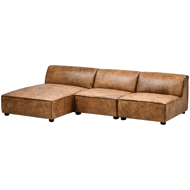 Диван Diehl Leather Sofa Карамель Хром Диван Diehl Leather Sofa Карамель Хром в Брянске | Loft Concept