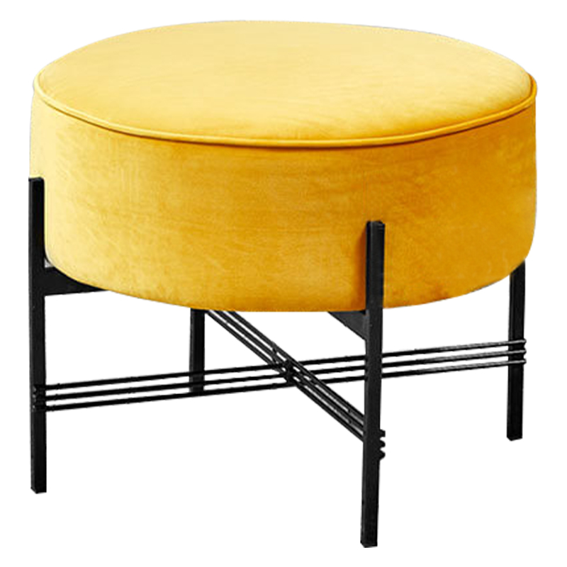 Пуф желтый велюровый Sanjay Velour Pouf Yellow Желтый Черный Пуф желтый велюровый Sanjay Velour Pouf Yellow Желтый Черный в Брянске | Loft Concept