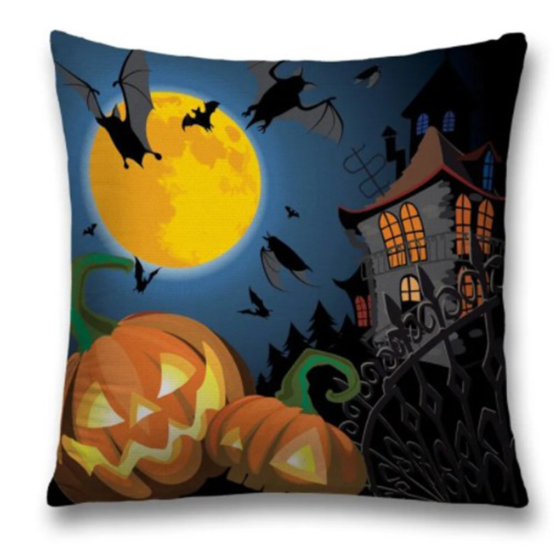 Подушка Halloween Spooky Night Черный Оранжевый Синий Подушка Halloween Spooky Night Черный Оранжевый Синий в Брянске | Loft Concept