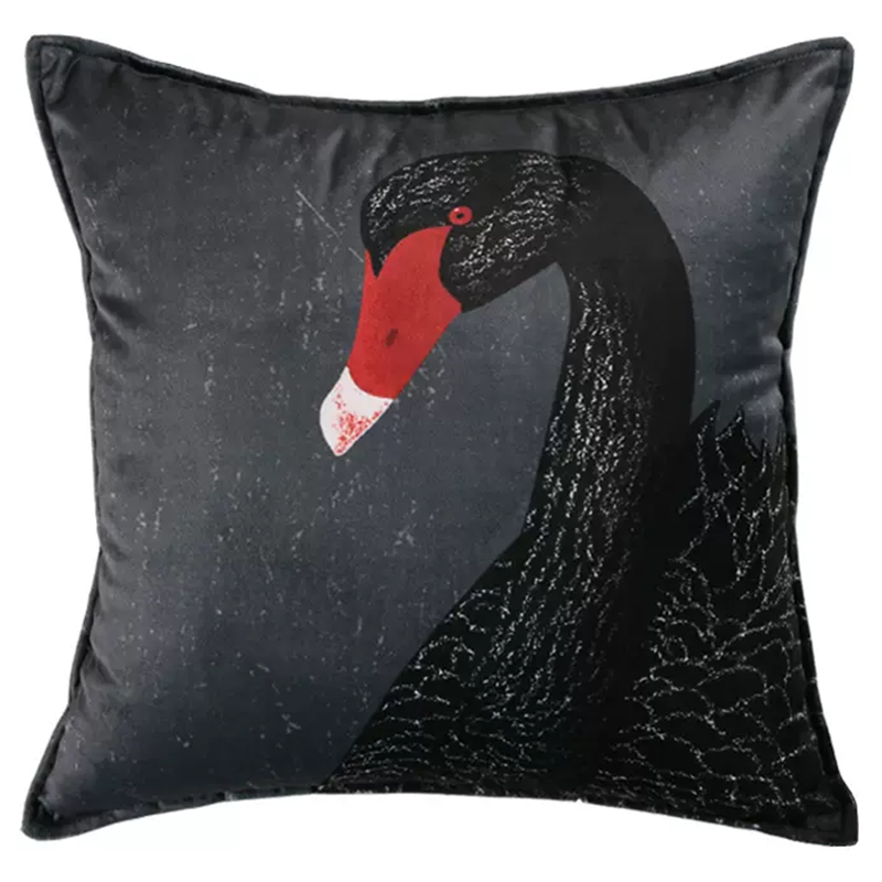 Декоративная подушка Black Swan II Cushion Черная Черный Серый Красный Декоративная подушка Black Swan II Cushion Черная Черный Серый Красный в Брянске | Loft Concept