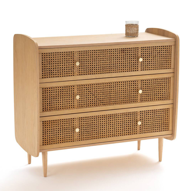 Комод с 3-мя ящиками из плетеного ротанга Aelius Rattan Wicker Chest of drawers Светлый дуб Комод с 3-мя ящиками из плетеного ротанга Aelius Rattan Wicker Chest of drawers Светлый дуб в Брянске | Loft Concept