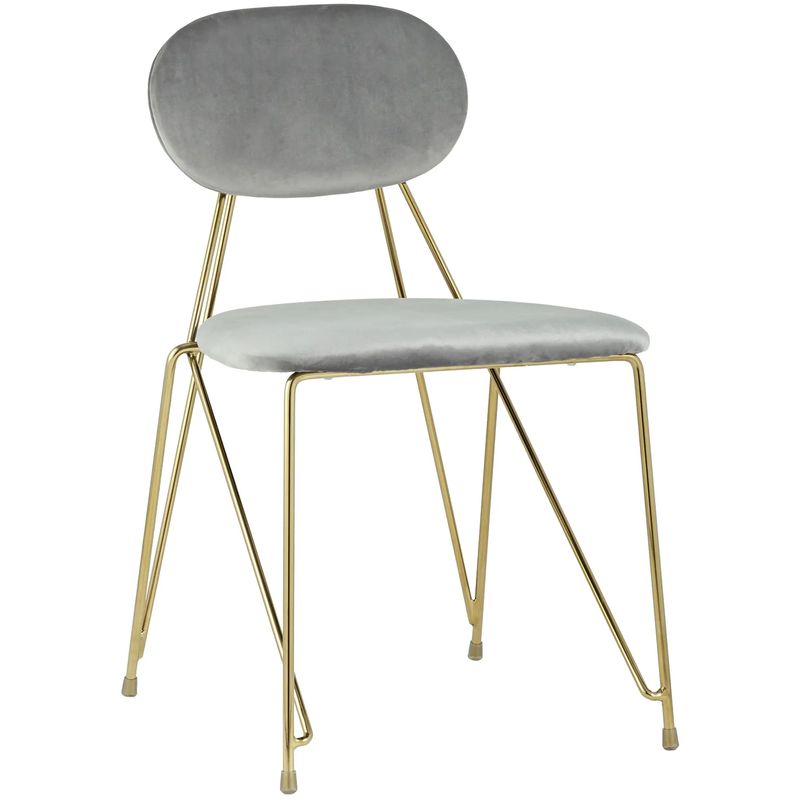 Стул Alice Chair Светло-Серый Велюр Серый Золотой Стул Alice Chair Светло-Серый Велюр Серый Золотой в Брянске | Loft Concept