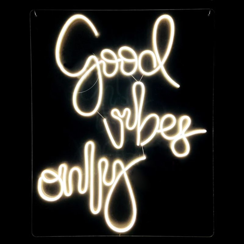 Неоновая настенная лампа Good Vibes Only Neon Wall Lamp Прозрачный Желтый в Брянске | Loft Concept 