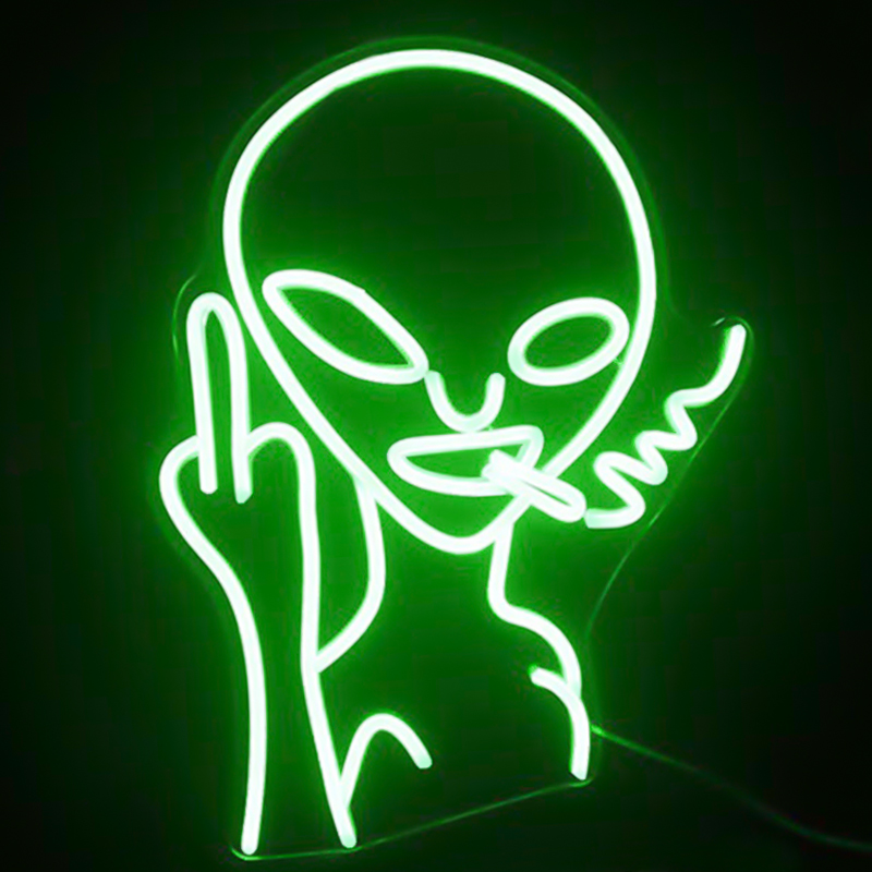 Неоновая настенная лампа Alien Neon Wall Lamp Зеленый Белый Неоновая настенная лампа Alien Neon Wall Lamp Зеленый Белый в Брянске | Loft Concept