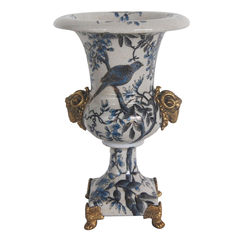 Ваза Bronze Aries Vase Синий Белый Бронза Ваза Bronze Aries Vase Синий Белый Бронза в Брянске | Loft Concept