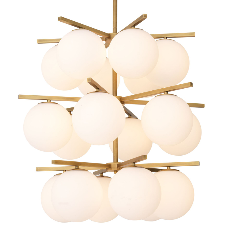 Люстра Eichholtz Chandelier Noa Латунь Античная полированная Белое матовое стекло Люстра Eichholtz Chandelier Noa Латунь Античная полированная Белое матовое стекло в Брянске | Loft Concept