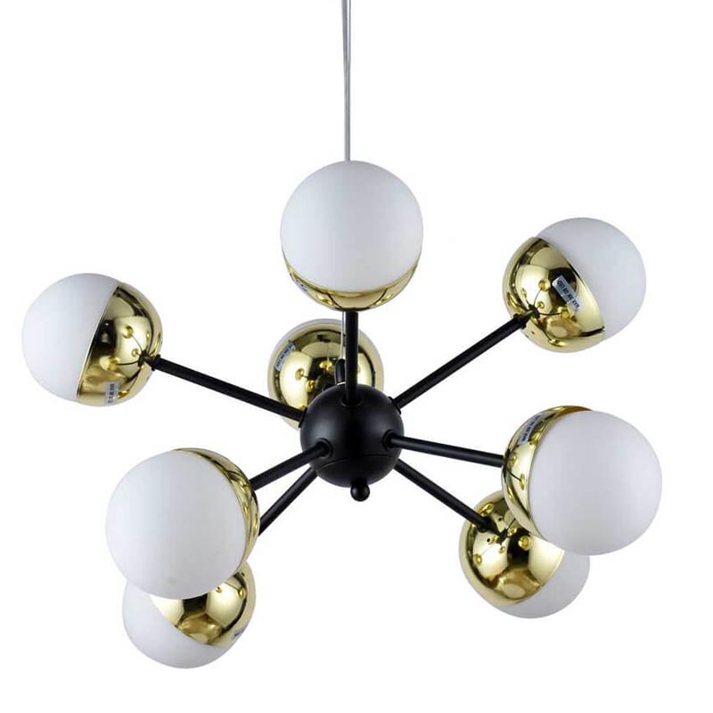 Люстра Sputnik White and Gold Globe Chandelier 8 Черный Золотой Белый в Брянске | Loft Concept 