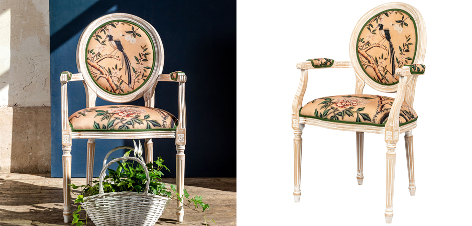 Стул с подлокотниками Beige and Green Chinoiserie Chair Стул с подлокотниками Beige and Green Chinoiserie Chair - Loft-Concept в Брянске