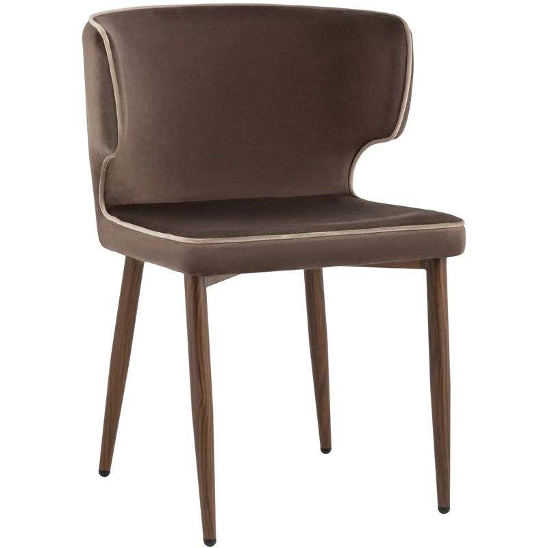 Стул Mateo Chair Коричневый Велюр с Белым Кантом Коричневый Стул Mateo Chair Коричневый Велюр с Белым Кантом Коричневый в Брянске | Loft Concept