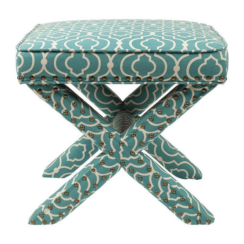 Пуф Turquoise Ornament Бирюзовый Белый Пуф Turquoise Ornament Бирюзовый Белый в Брянске | Loft Concept