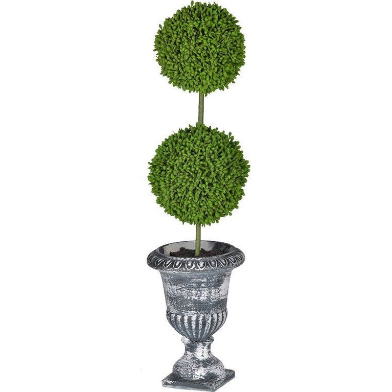 Декоративный искусственное растение Double boxwood Зеленый Бежевый Серый Декоративный искусственное растение Double boxwood Зеленый Бежевый Серый в Брянске | Loft Concept