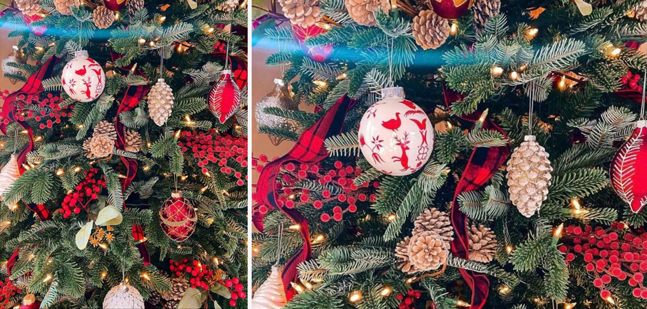 Дизайнерская Елка Украшенная Золотым и Белым декором Pine Cones and Red Decor Дизайнерская Елка Украшенная Золотым и Белым декором Pine Cones and Red Decor - Loft-Concept в Брянске