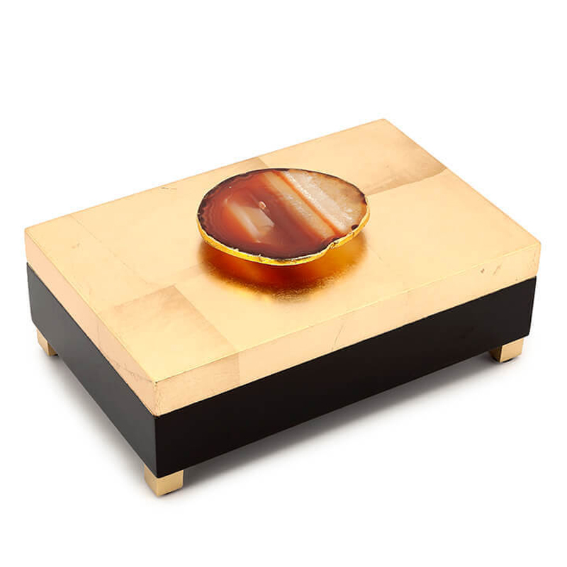 Шкатулка BOX KRIZIA gold with agate Черный Глянцевое золото Коричневый Шкатулка BOX KRIZIA gold with agate Черный Глянцевое золото Коричневый в Брянске | Loft Concept